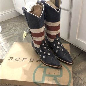 Roper America Snip Toe R/W/B Size 7 BRAND NEW